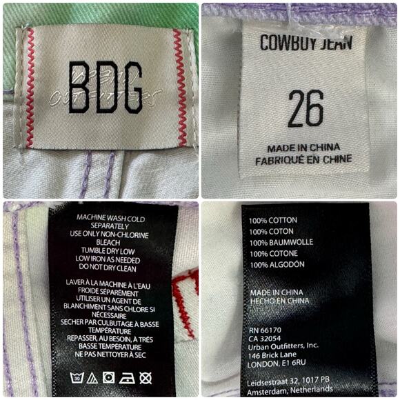 URBAN OUTFITTERS BDG Cowboy Pastel Watercolor Floral High Waist Jeans Sz 26 MINT - Picture 9 of 9